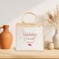Cabas jute mariage personnalisé "Monsieur/Madame" nom & date – Cadeau mariage – Sac jute