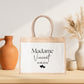 Cabas jute mariage personnalisé "Monsieur/Madame" nom & date – Cadeau mariage – Sac jute