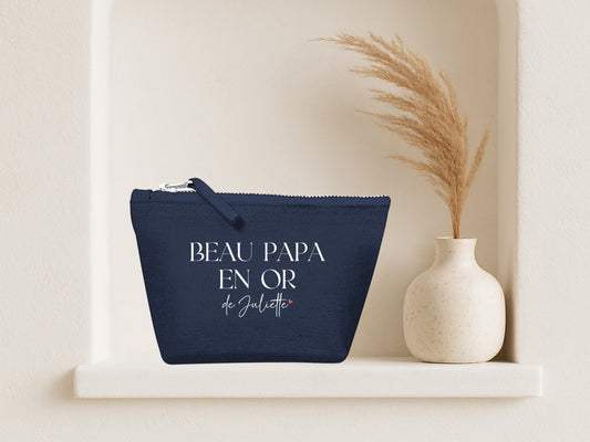 Trousse personnalisée "Beau Papa en Or" – Cadeau beau-papa – Pochette – Fête des Pères